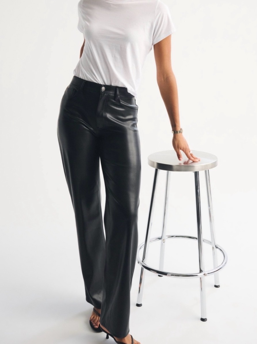 Abercrombie & Fitch Black Straight-Leg Faux Leather Pants